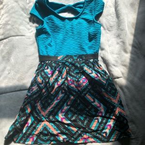 Blue dress with bottom pattern